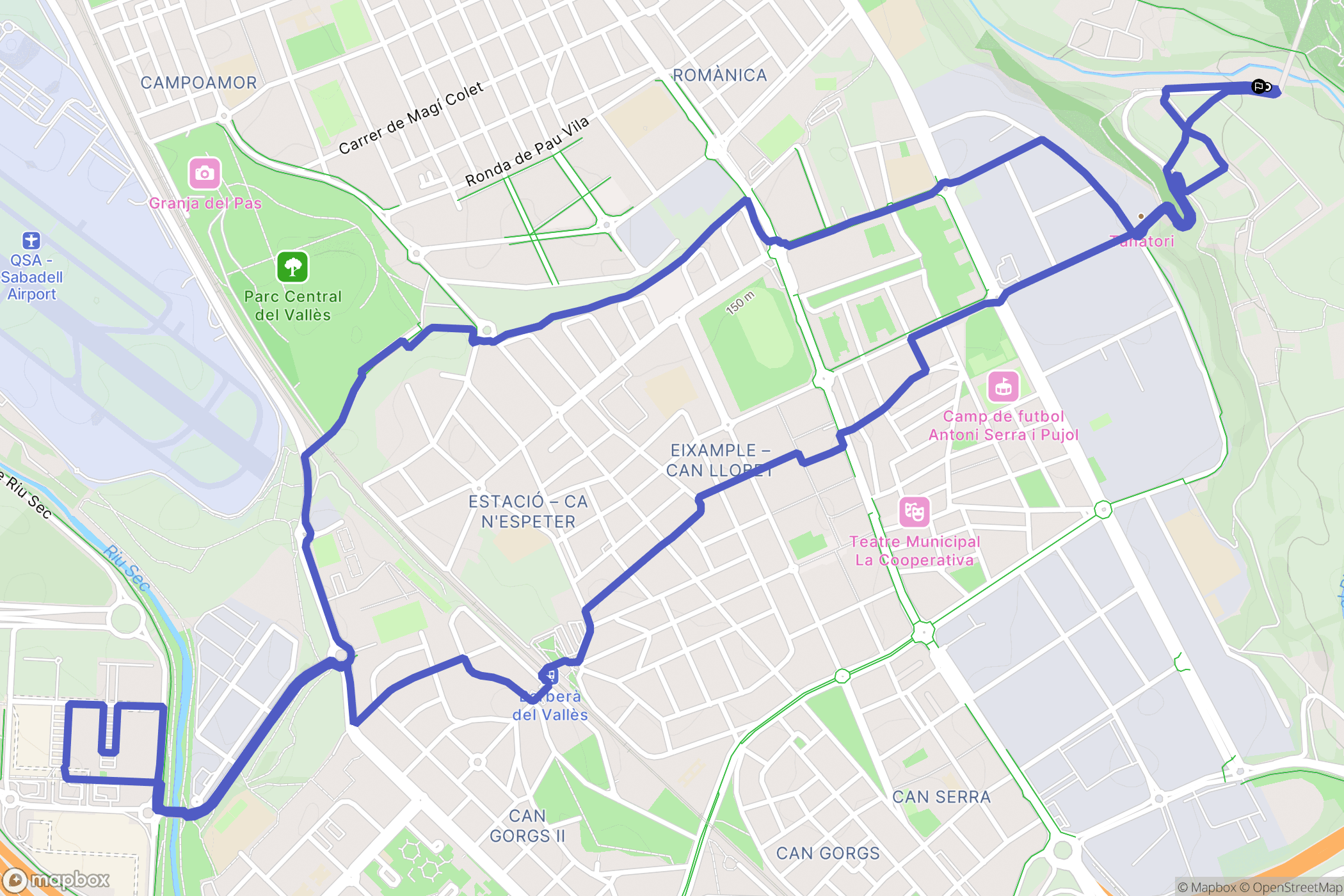 Barberà del Vallès : carte du parcours de randonnée - Spain