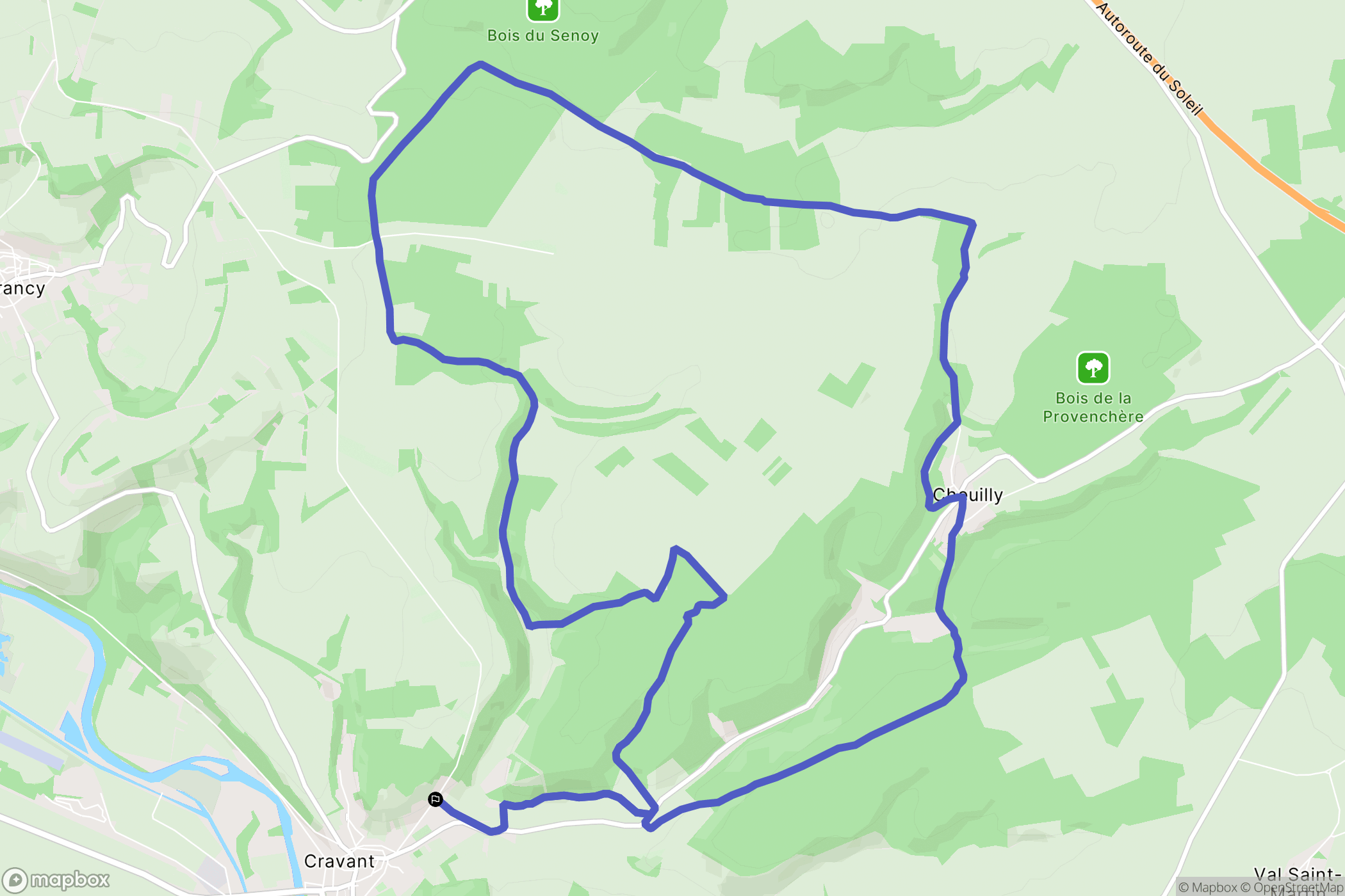 Deux Rivières : carte du parcours de randonnée - France