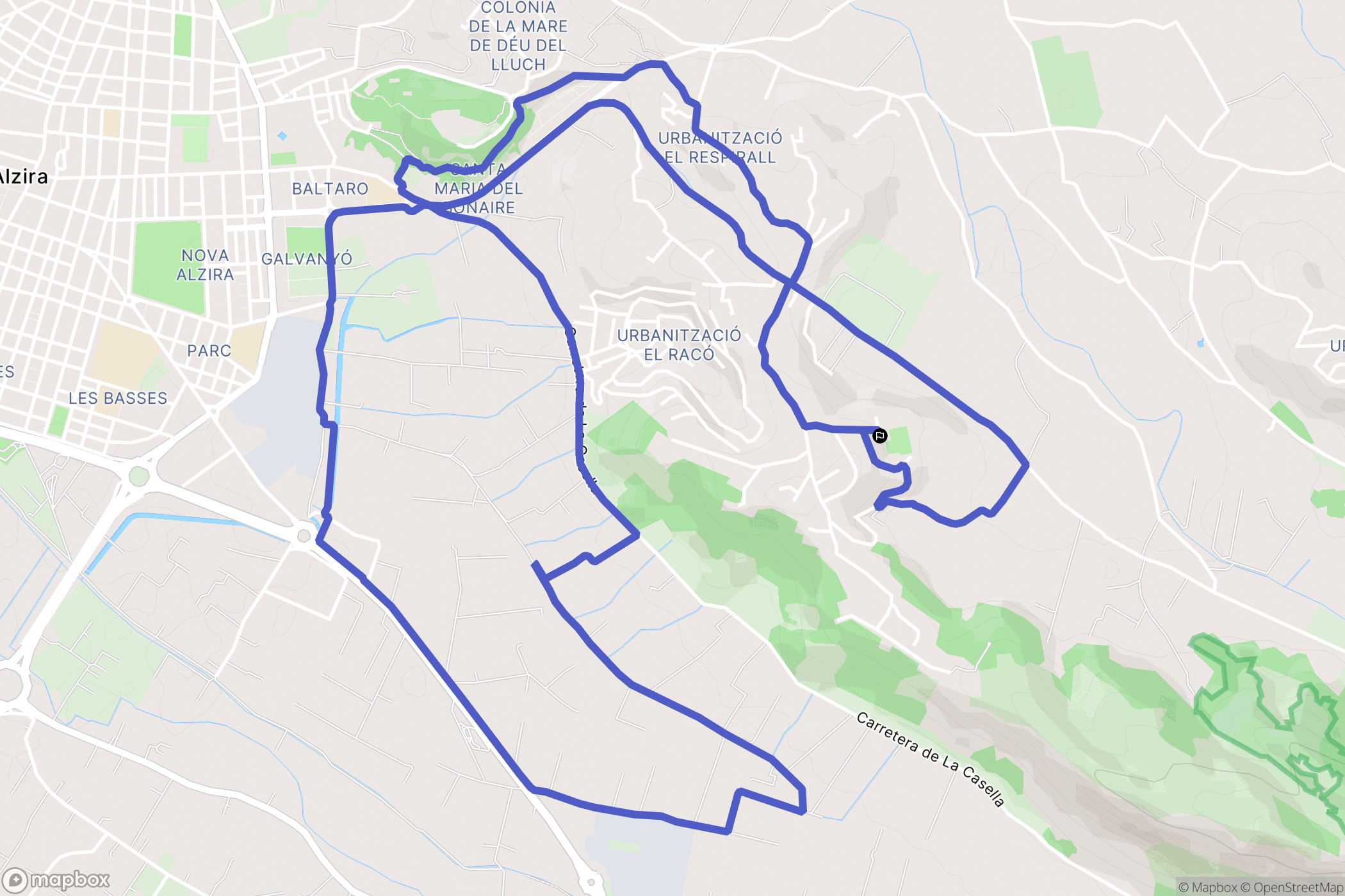 Alzira : carte du parcours de randonnée - Spain