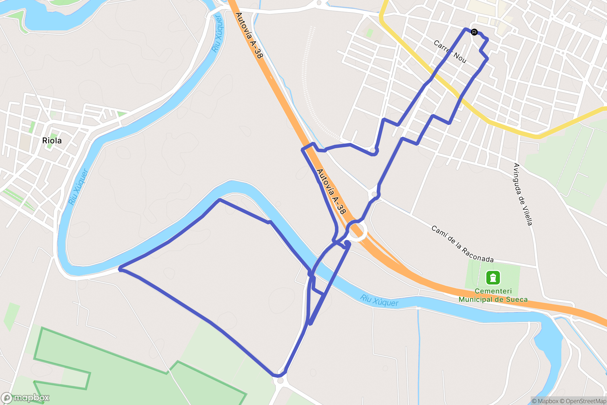 Sueca : carte du parcours de randonnée - Spain