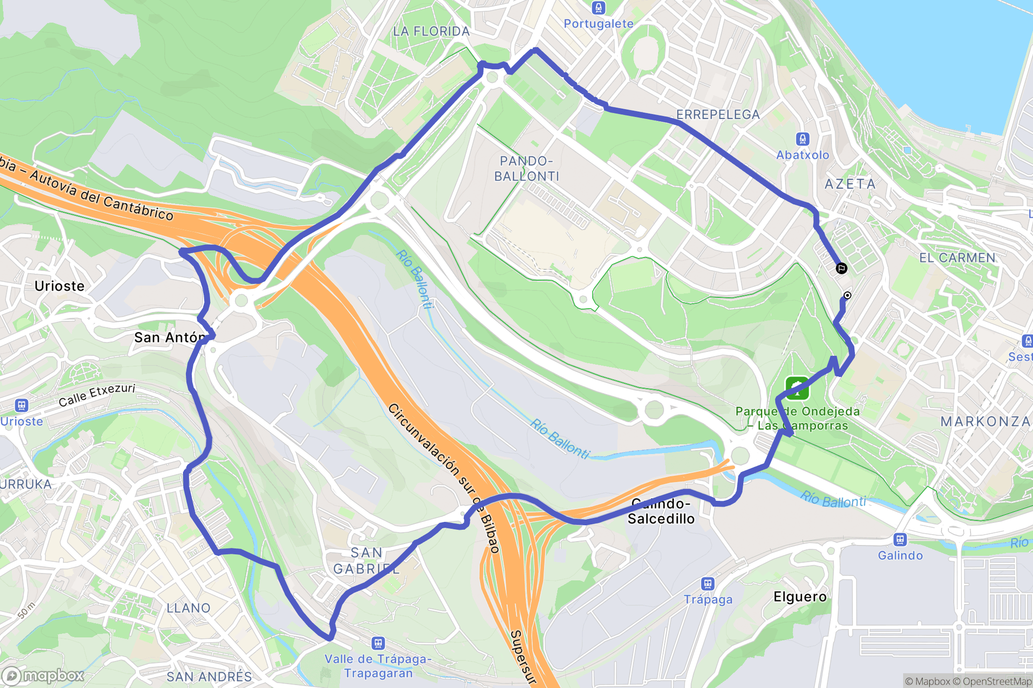 Sestao : carte du parcours de randonnée - Spain