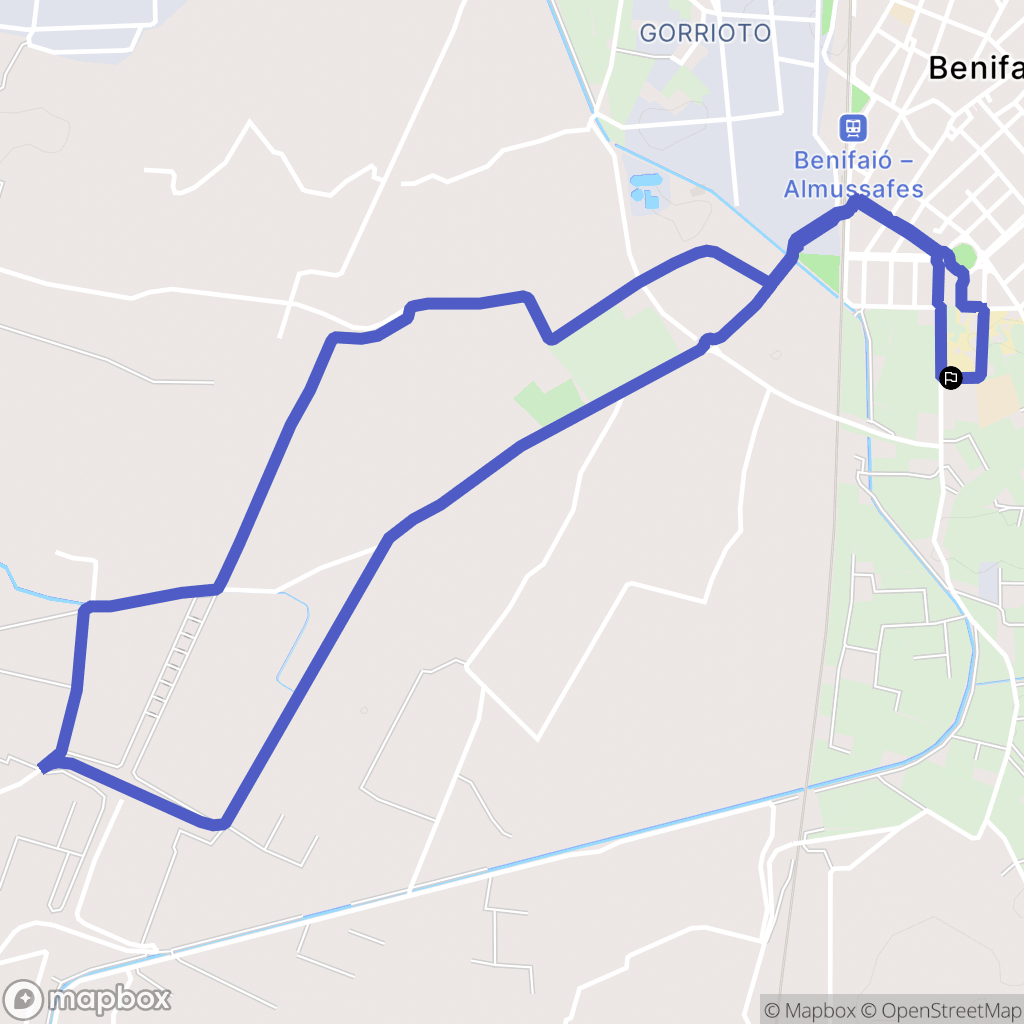 Benifaió : carte du parcours de randonnée - Spain