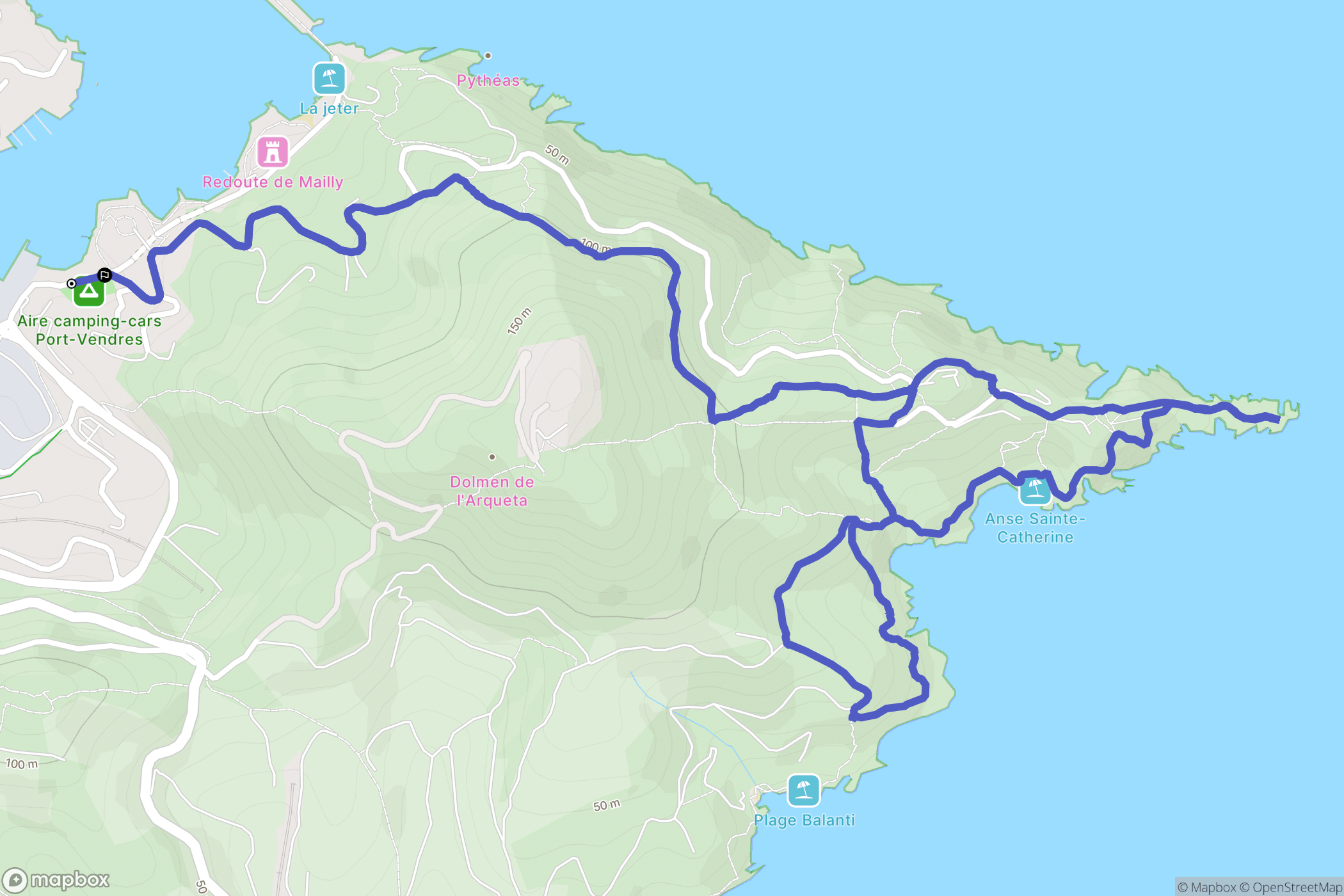 Port-Vendres : carte du parcours de randonnée - France