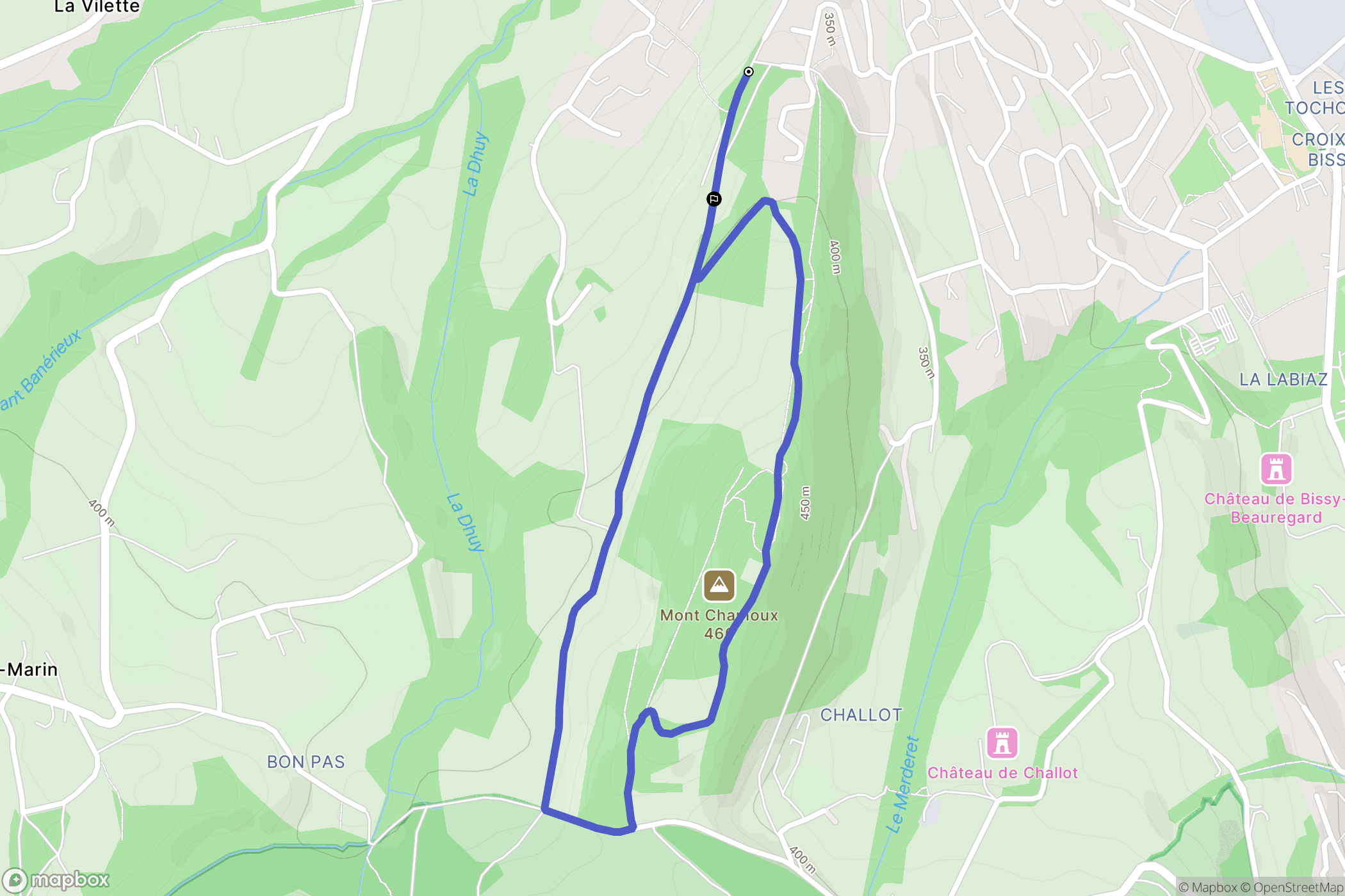 Chambéry : carte du parcours de randonnée - France