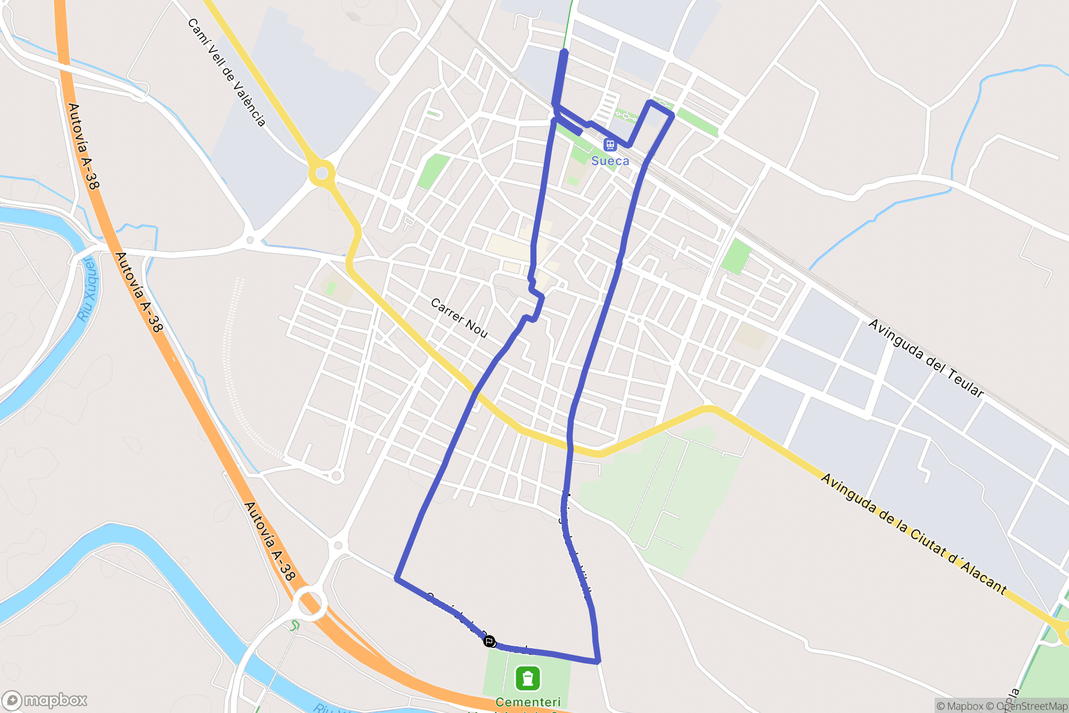 Sueca : carte du parcours de randonnée - Spain