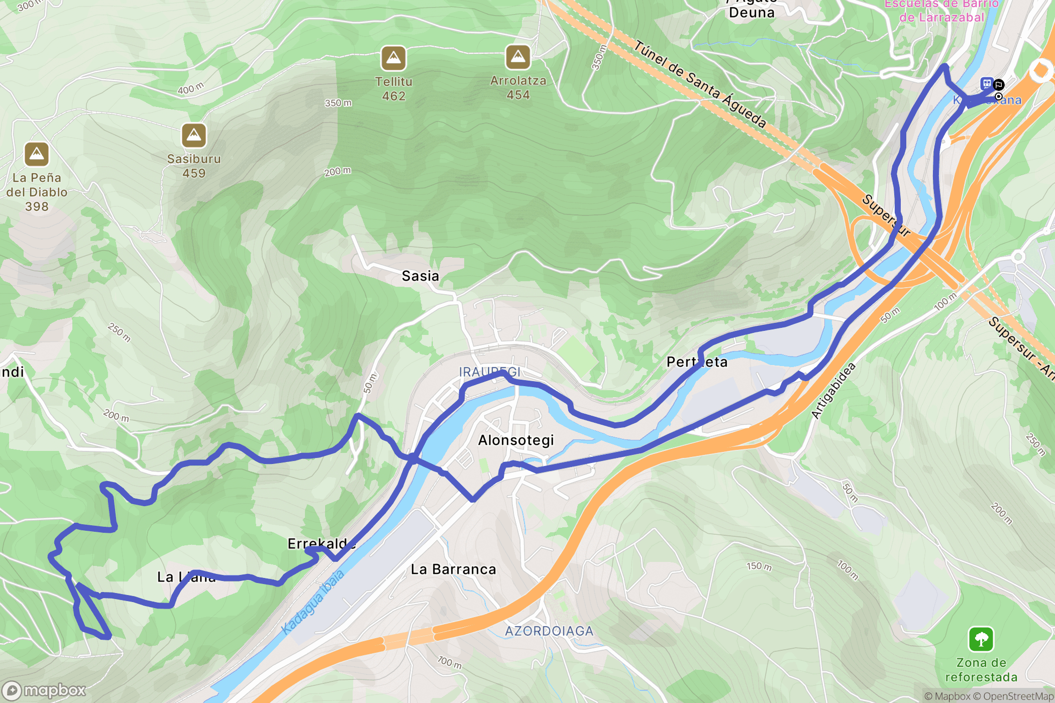 Bilbao : carte du parcours de randonnée - Spain