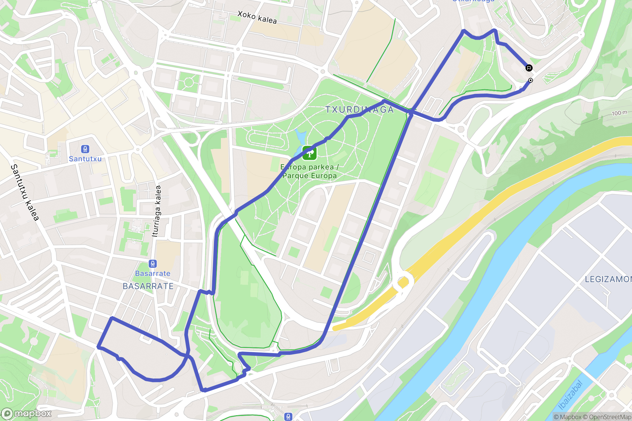Bilbao : carte du parcours de randonnée - Spain