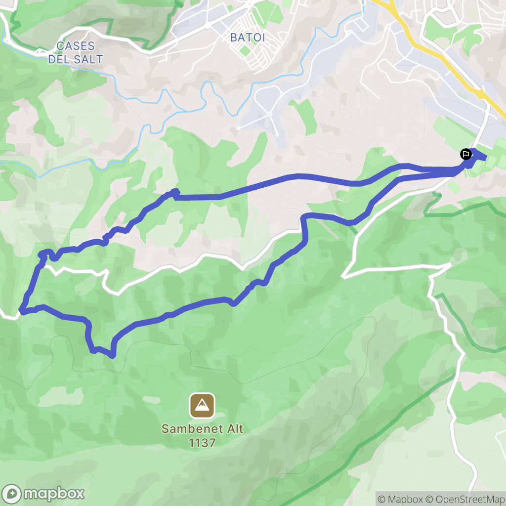 Alcoi : carte du parcours de randonnée - Spain