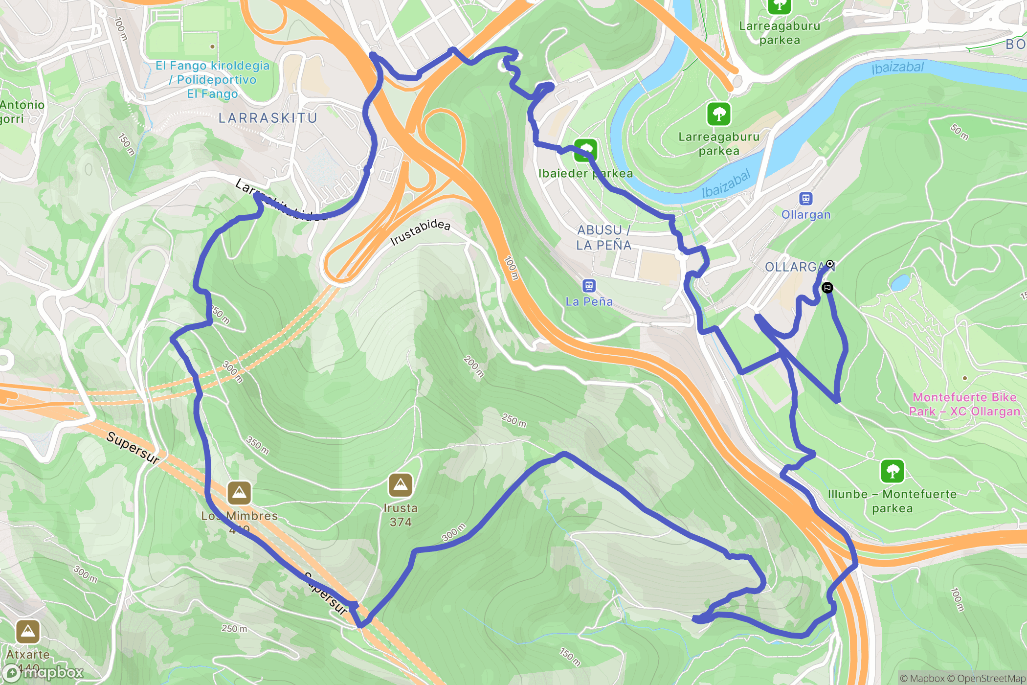 : carte du parcours de randonnée - Spain