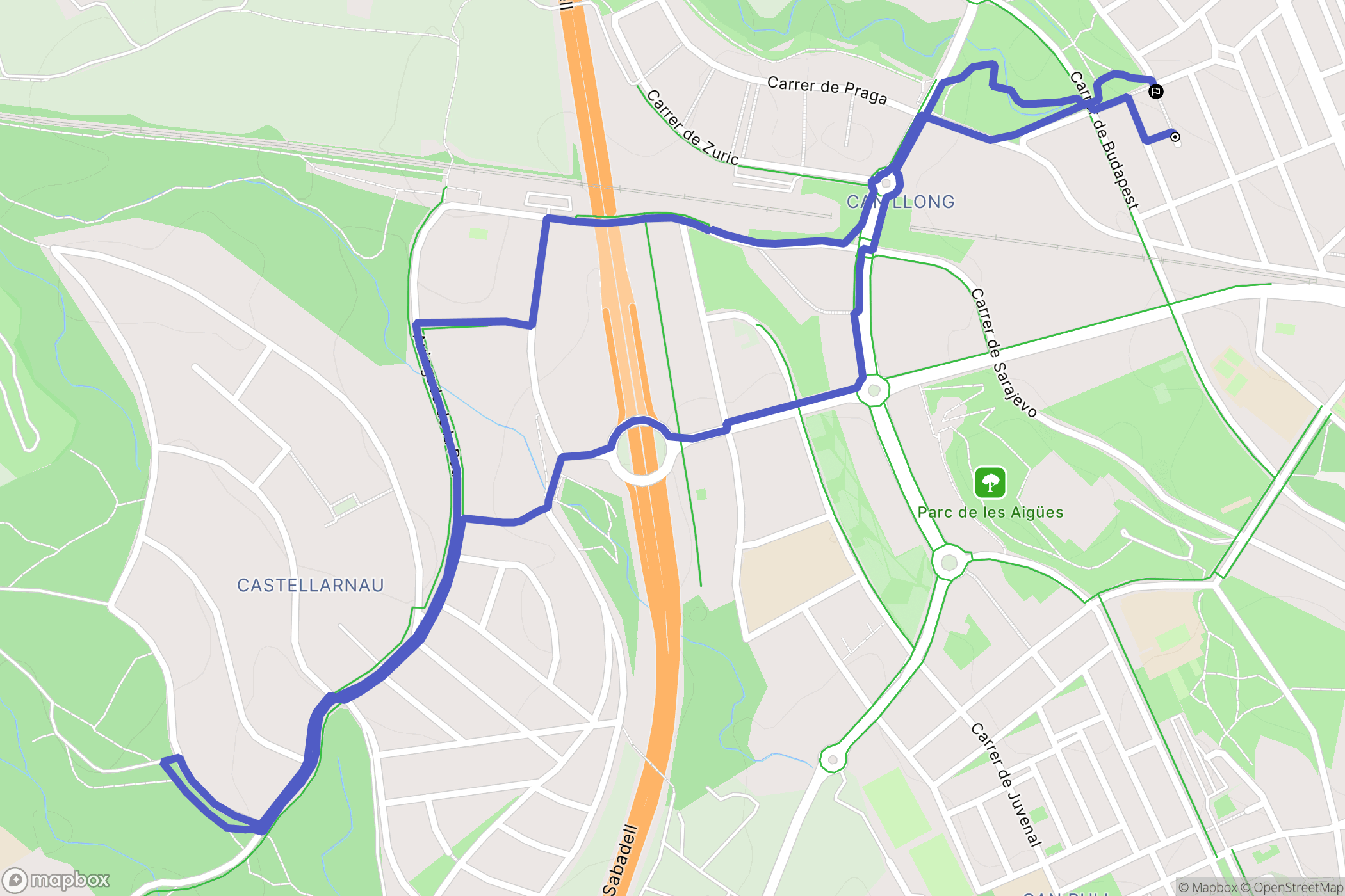 Sabadell : carte du parcours de randonnée - Spain