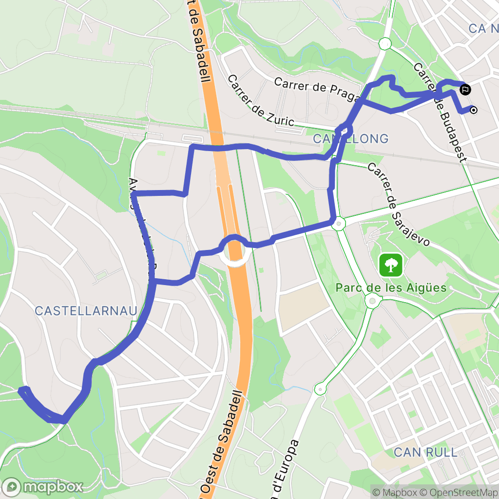 Sabadell : carte du parcours de randonnée - Spain
