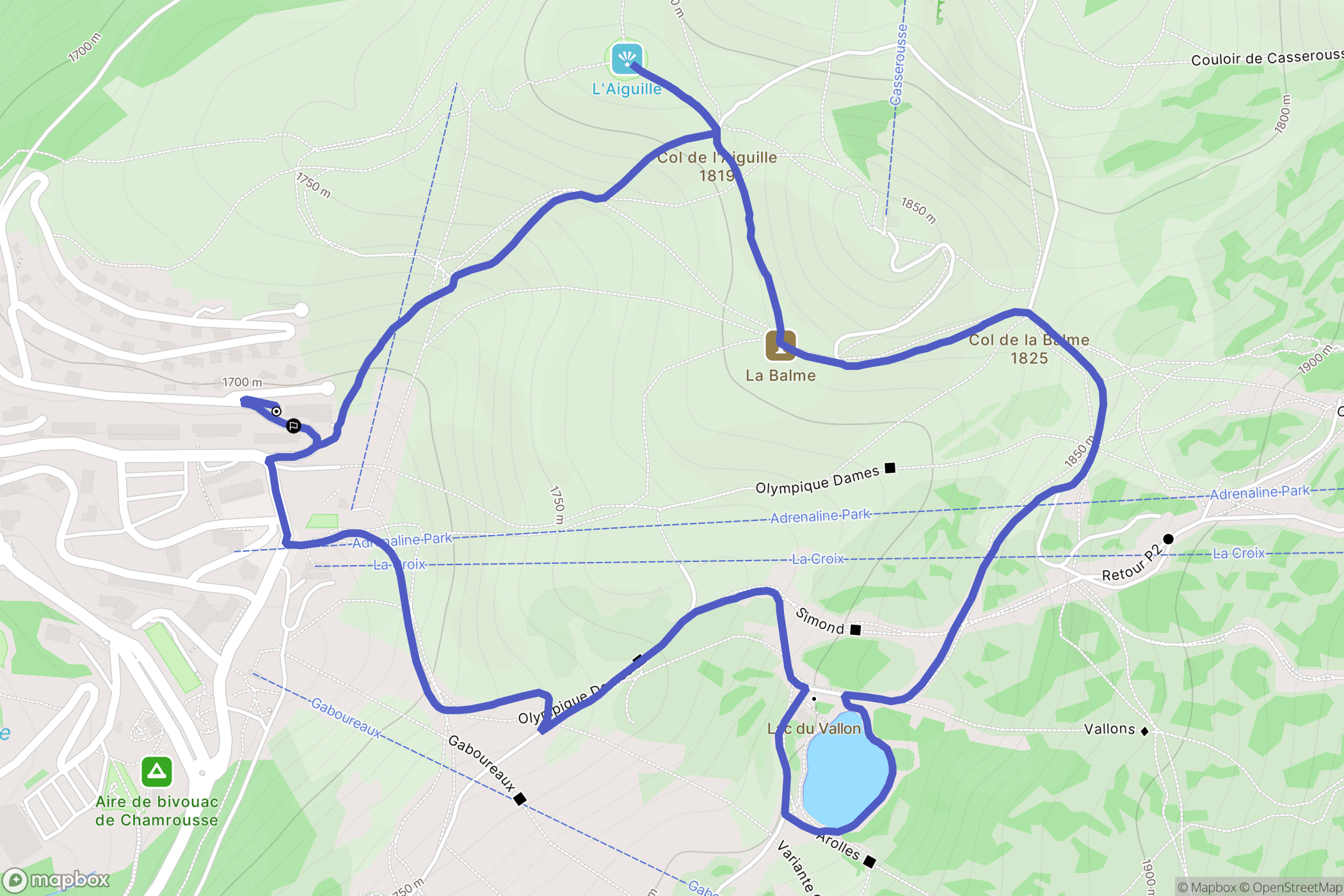 Chamrousse : carte du parcours de randonnée - France