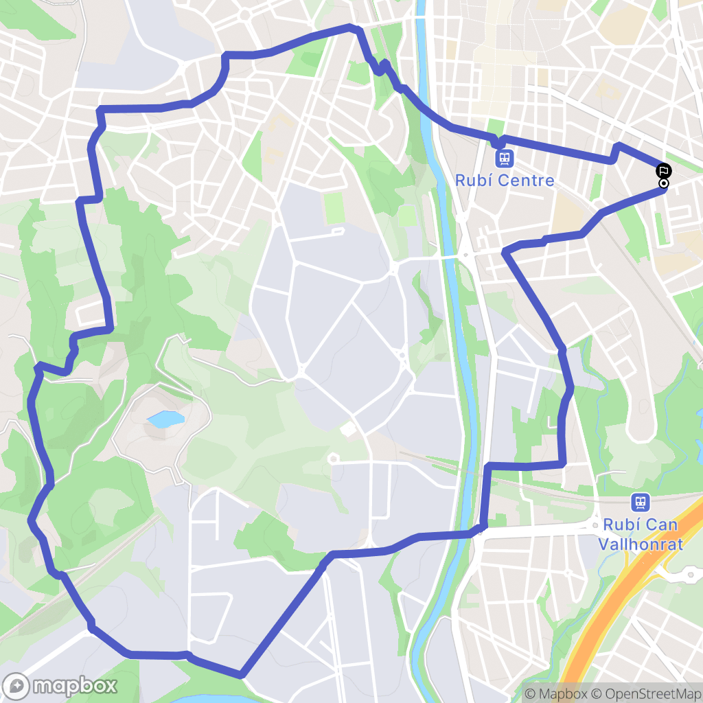 Rubí : carte du parcours de randonnée - Spain