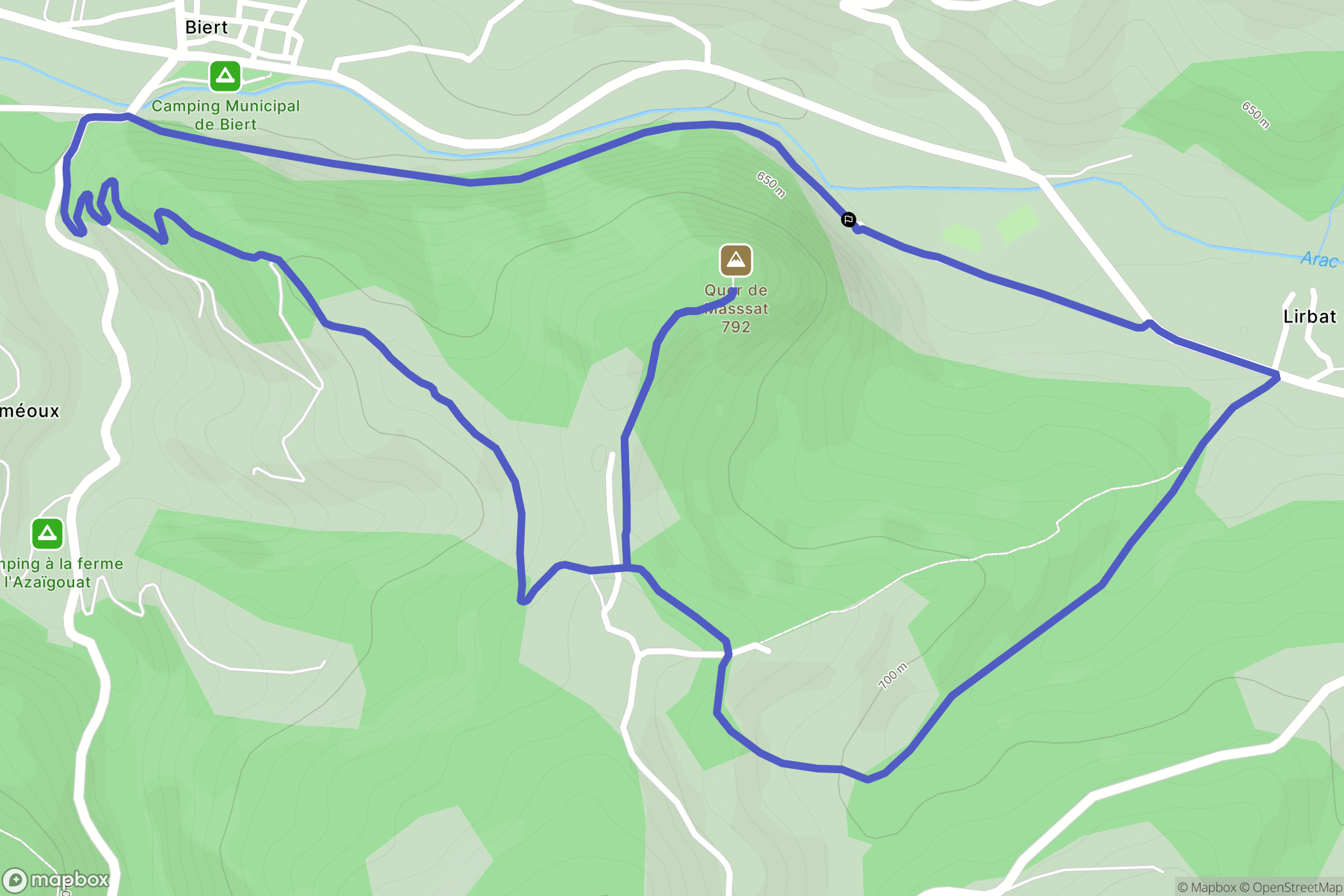 Massat : carte du parcours de randonnée - France