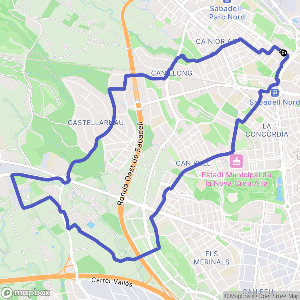 Sabadell : carte du parcours de randonnée - Spain