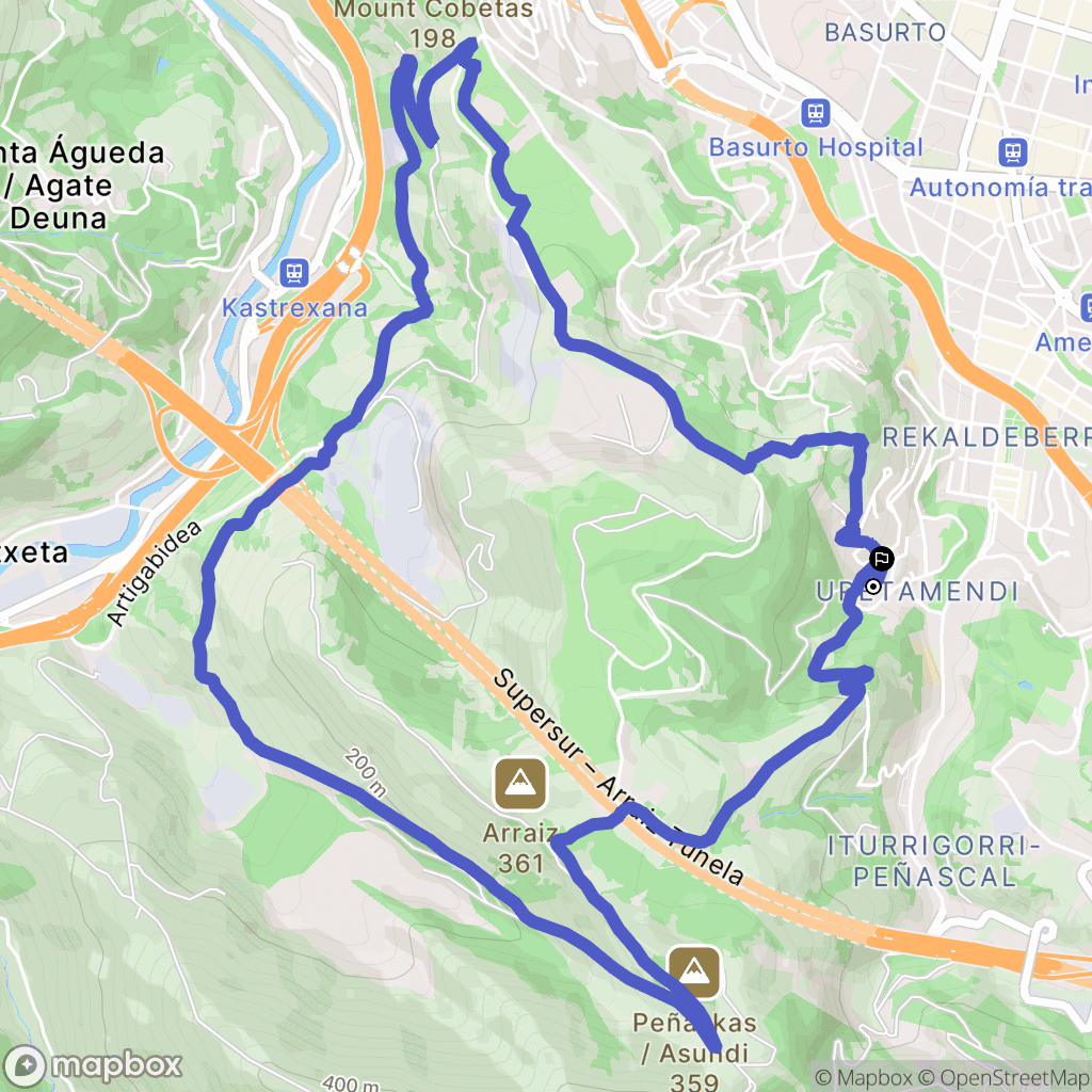 Bilbao : carte du parcours de randonnée - Spain