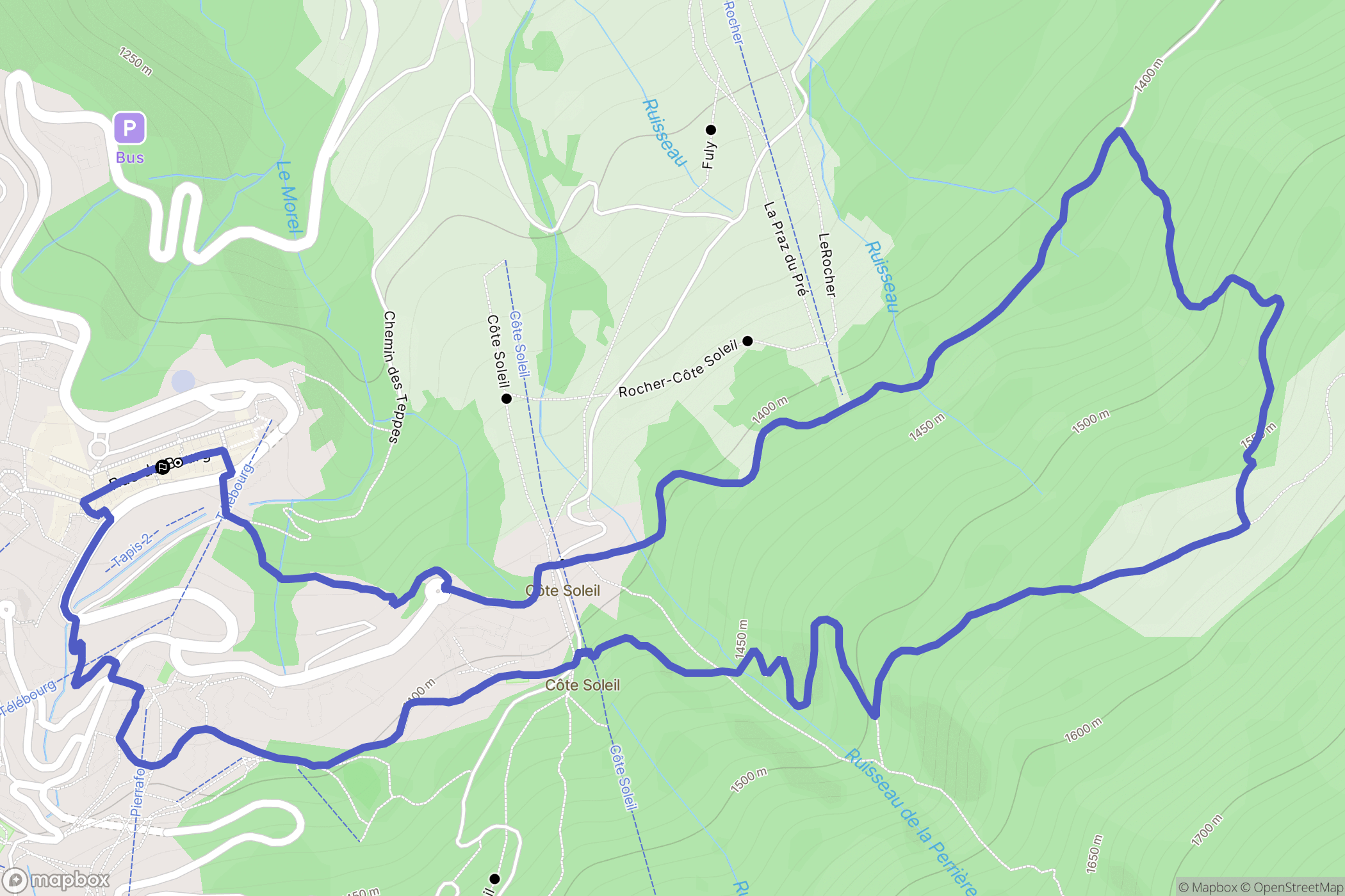 Les Avanchers-Valmorel : carte du parcours de randonnée - France
