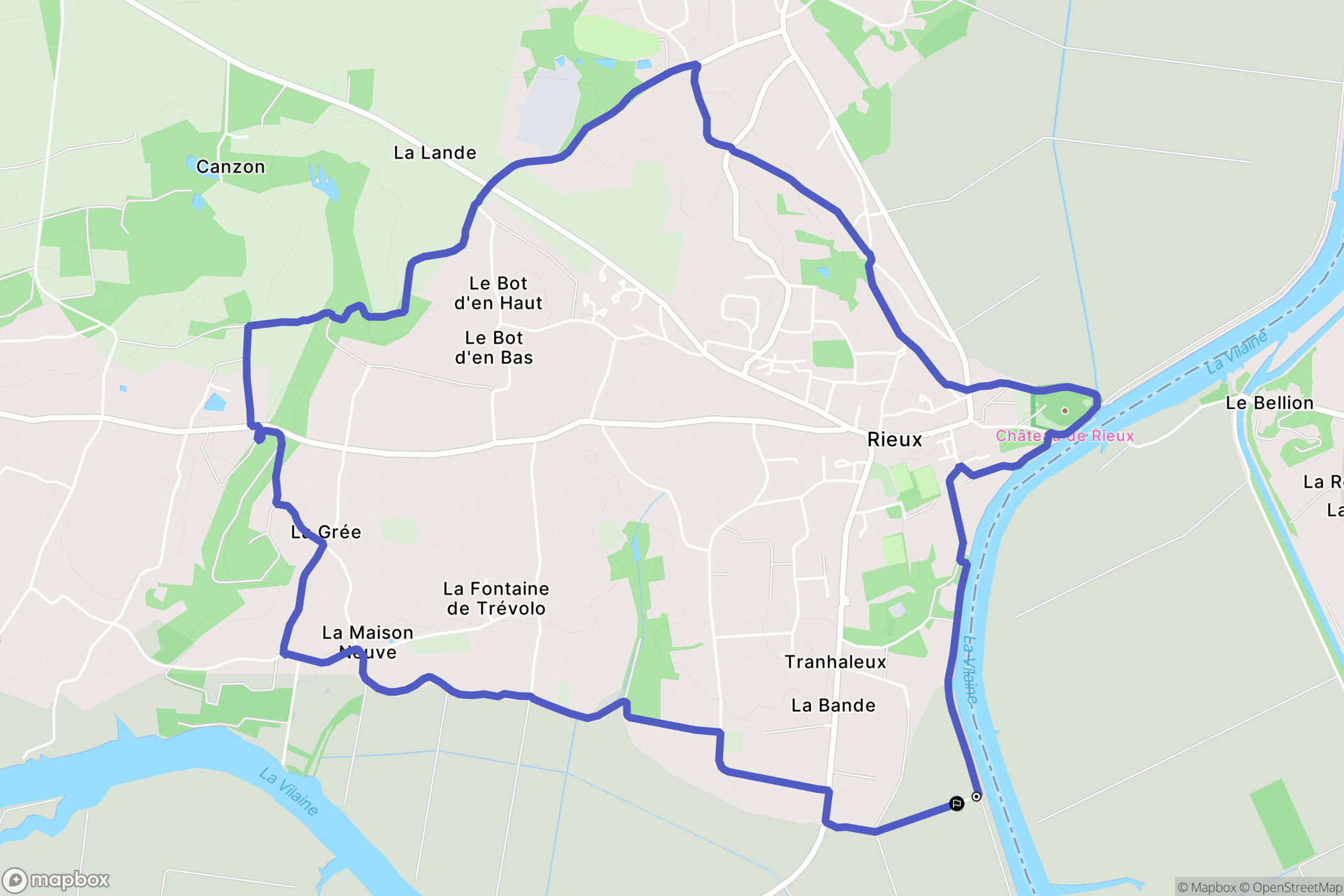 Rieux : carte du parcours de randonnée - France