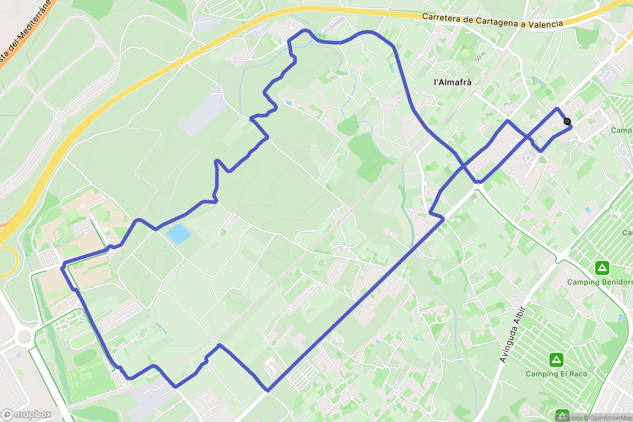 Benidorm : carte du parcours de randonnée - Spain