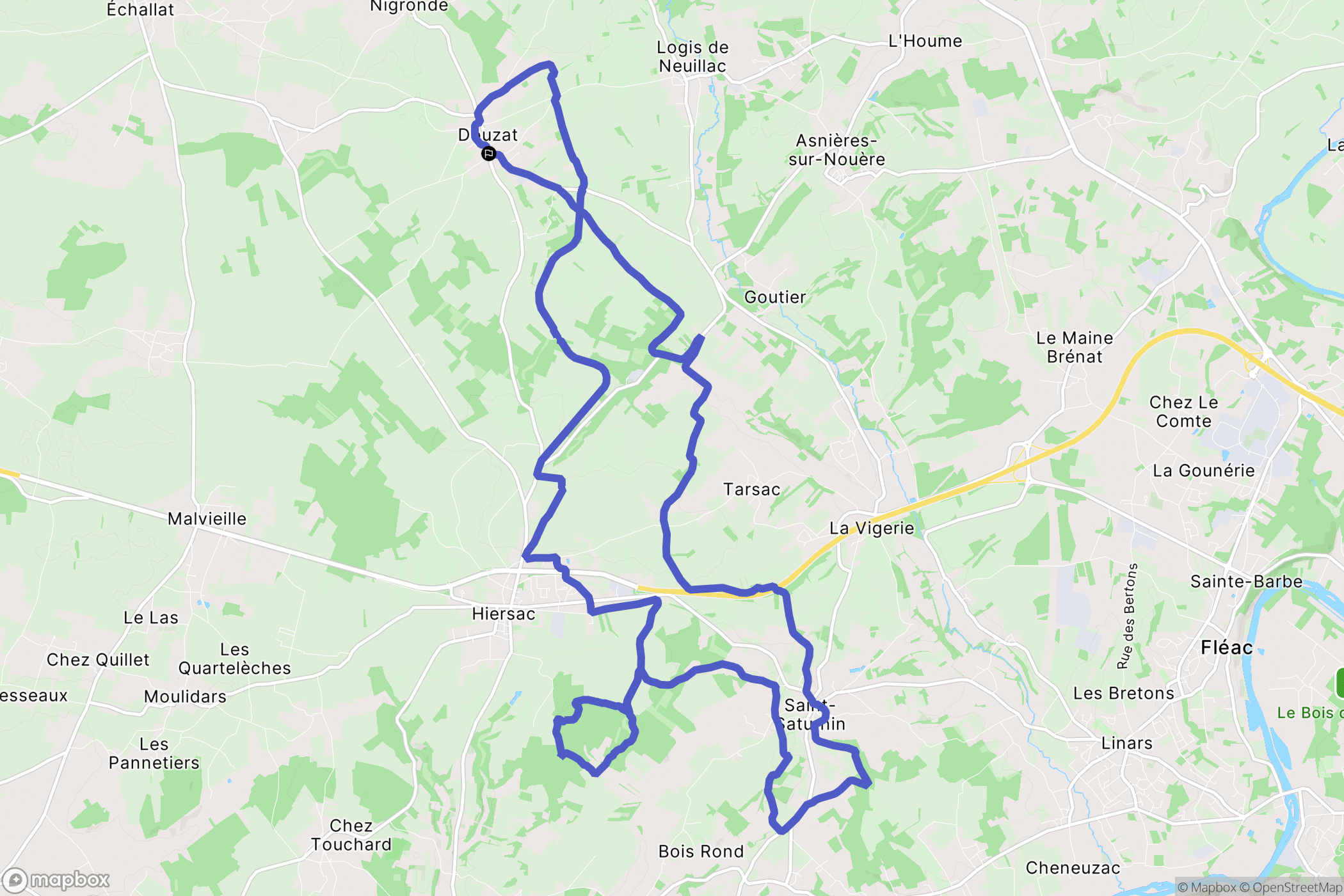 Douzat : carte du parcours de randonnée - France