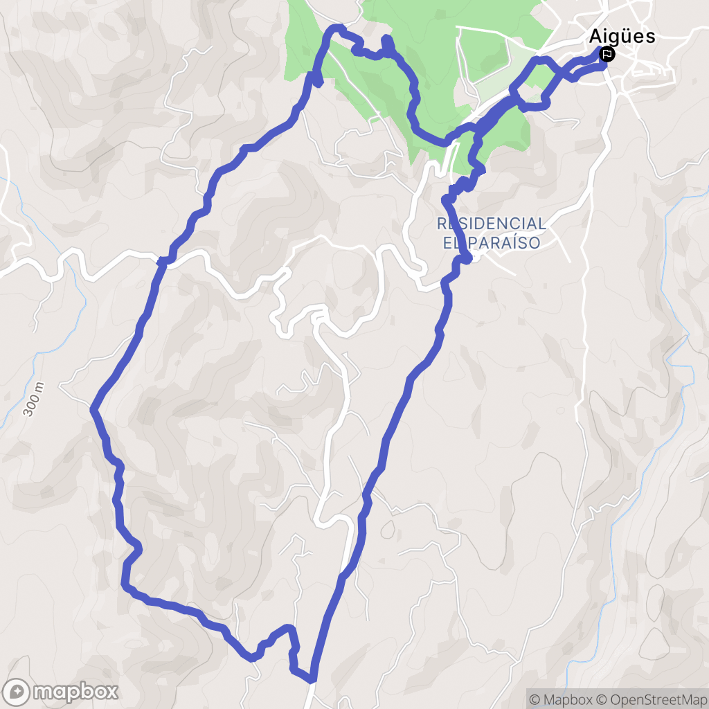Aigües : carte du parcours de randonnée - Spain