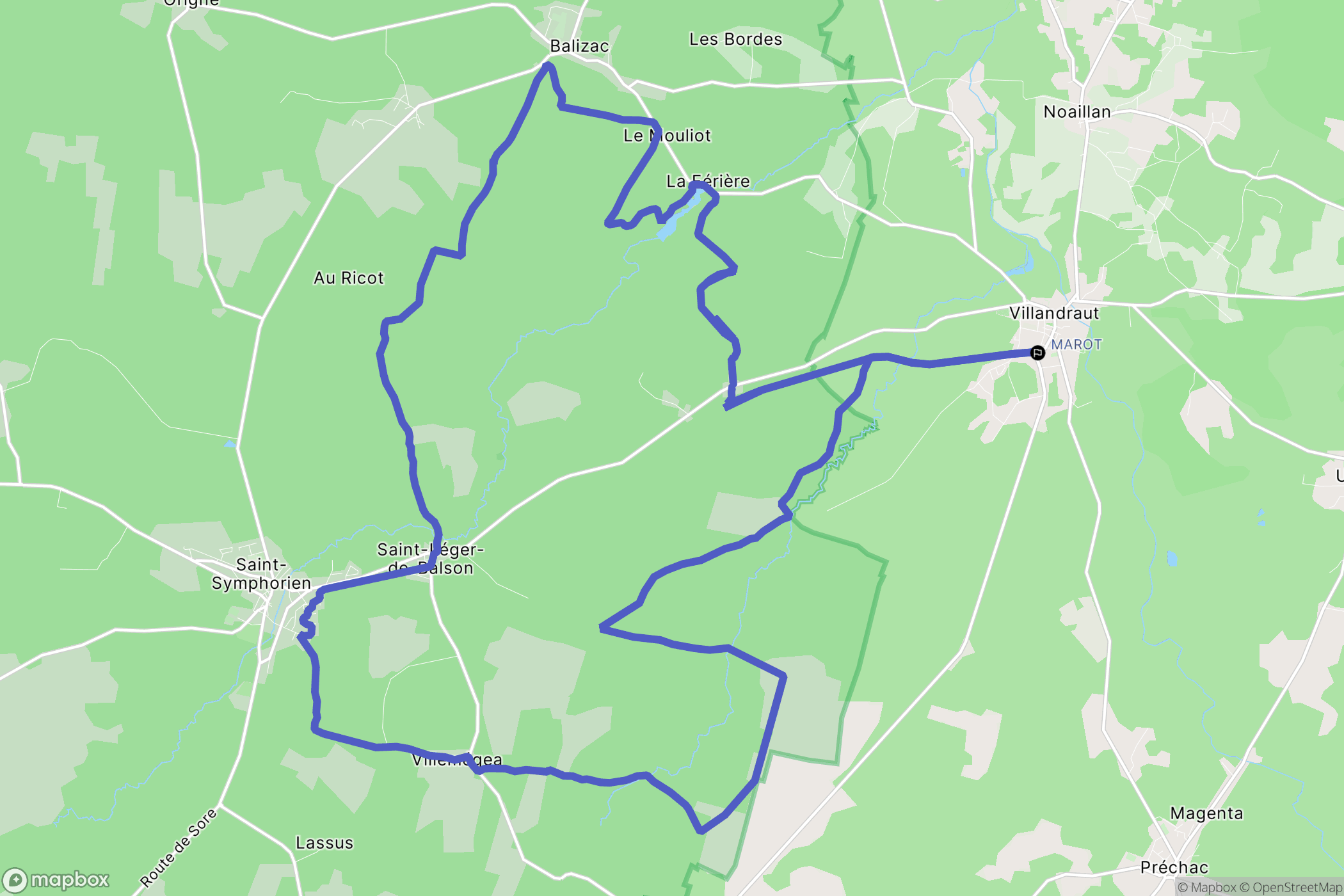 Villandraut : carte du parcours de randonnée - France