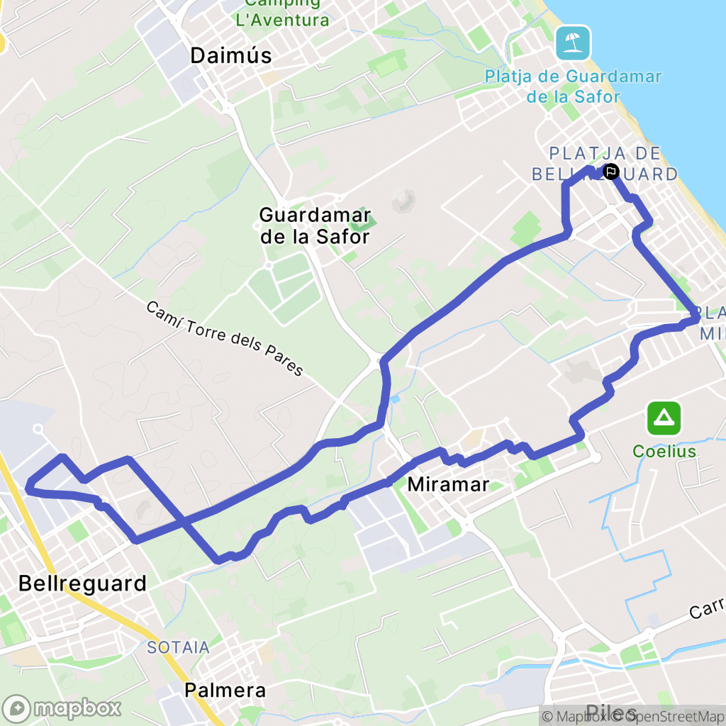 Bellreguard : carte du parcours de randonnée - Spain