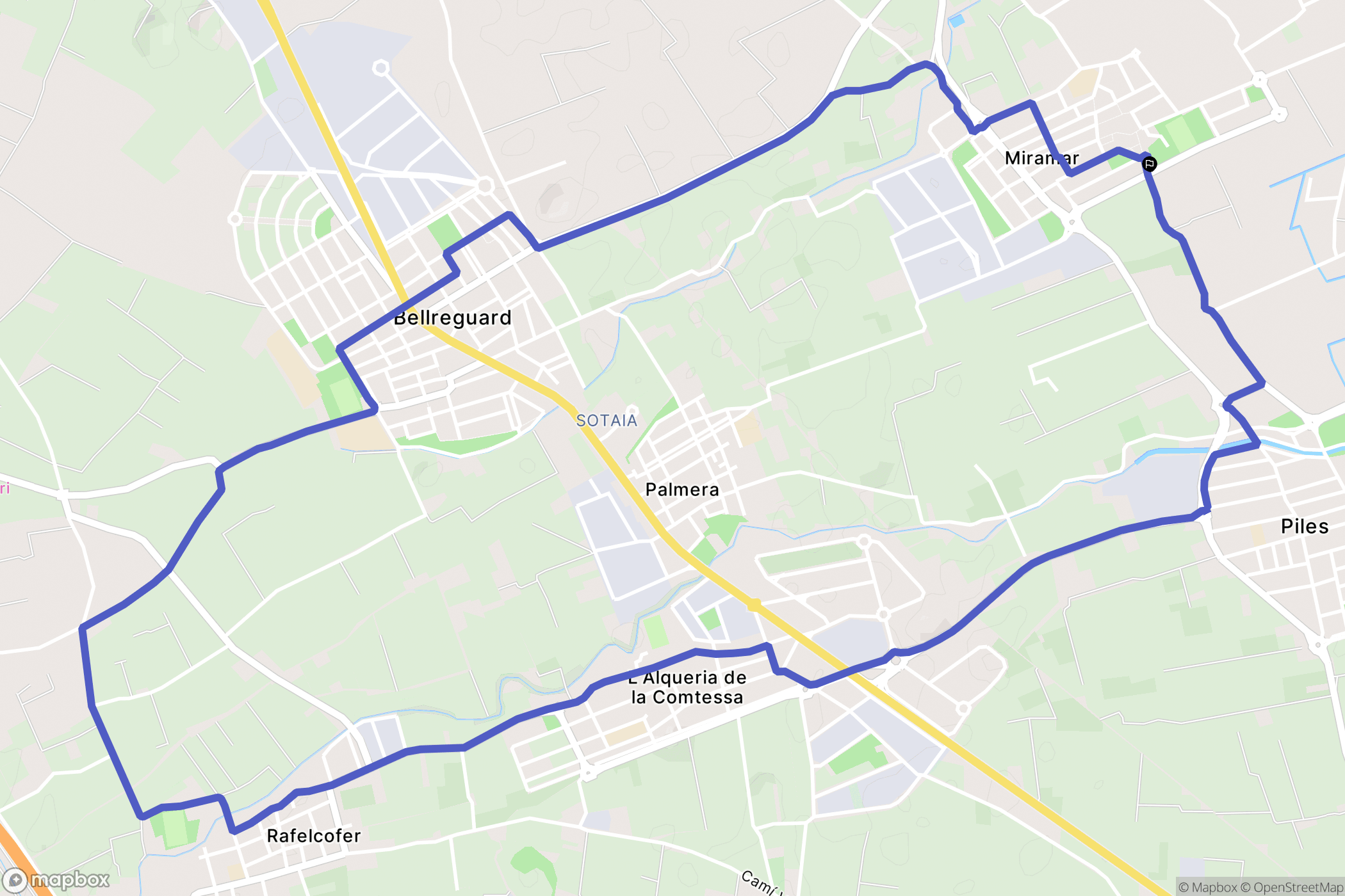 Miramar : carte du parcours de randonnée - Spain