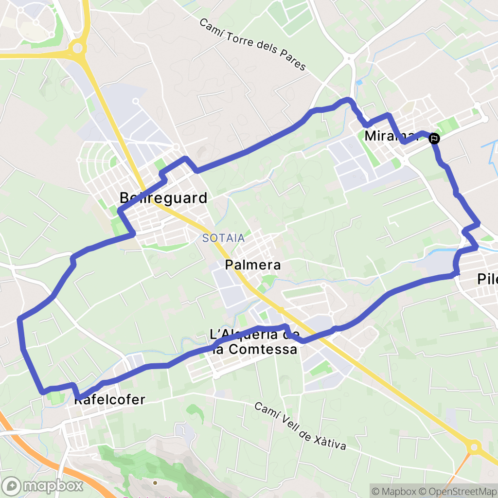 Miramar : carte du parcours de randonnée - Spain