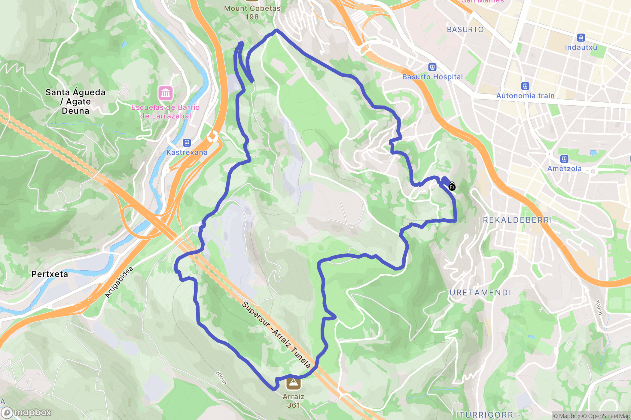 Bilbao : carte du parcours de randonnée - Spain