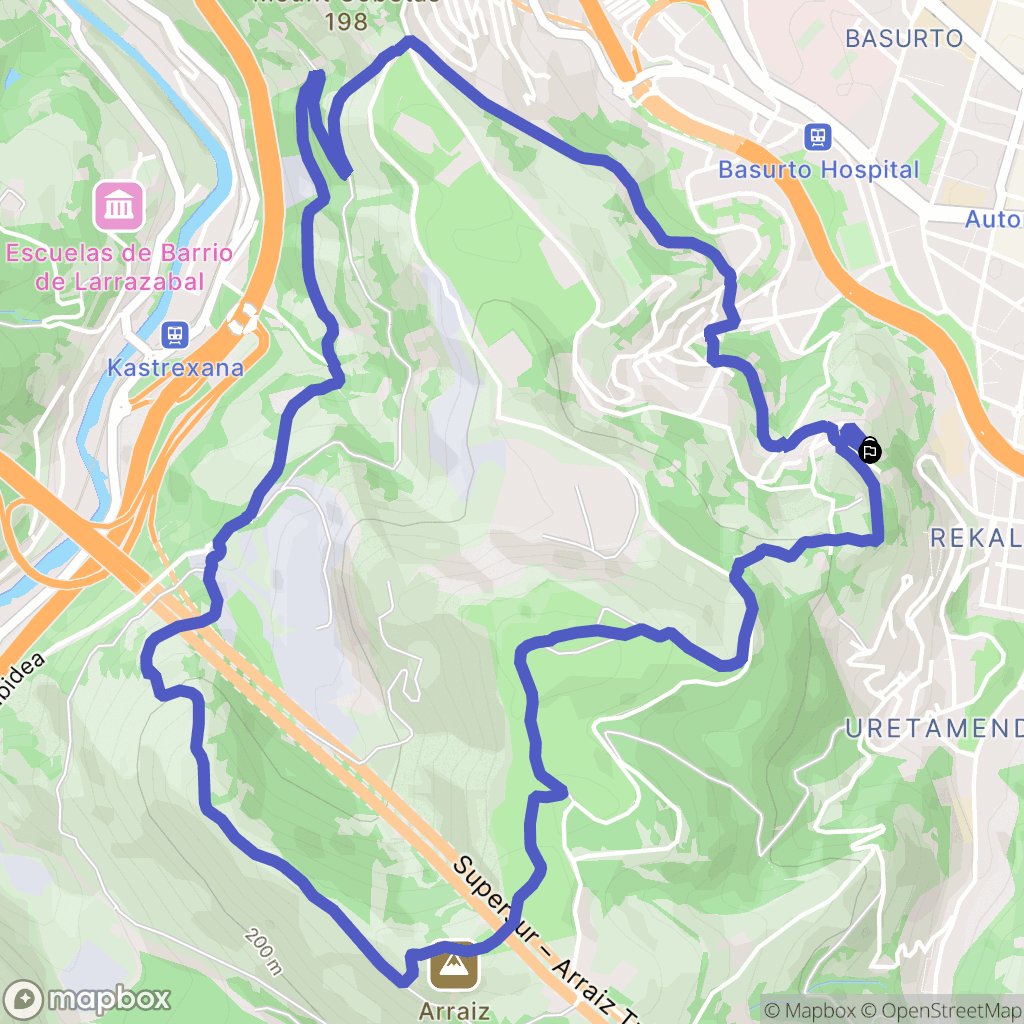 Bilbao : carte du parcours de randonnée - Spain
