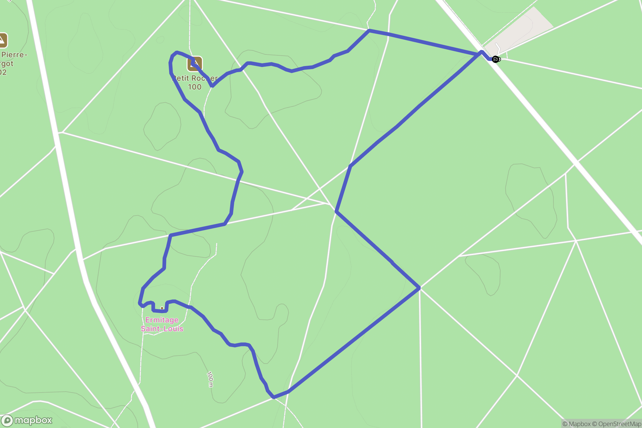 Fontainebleau : carte du parcours de randonnée - France