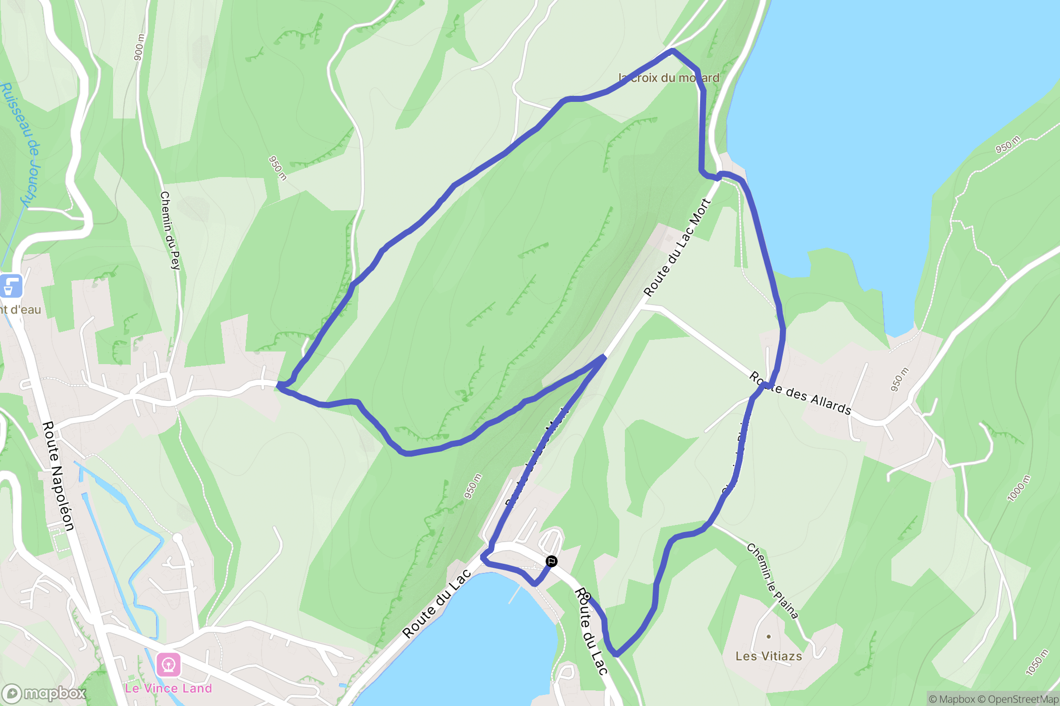 Laffrey : carte du parcours de randonnée - France