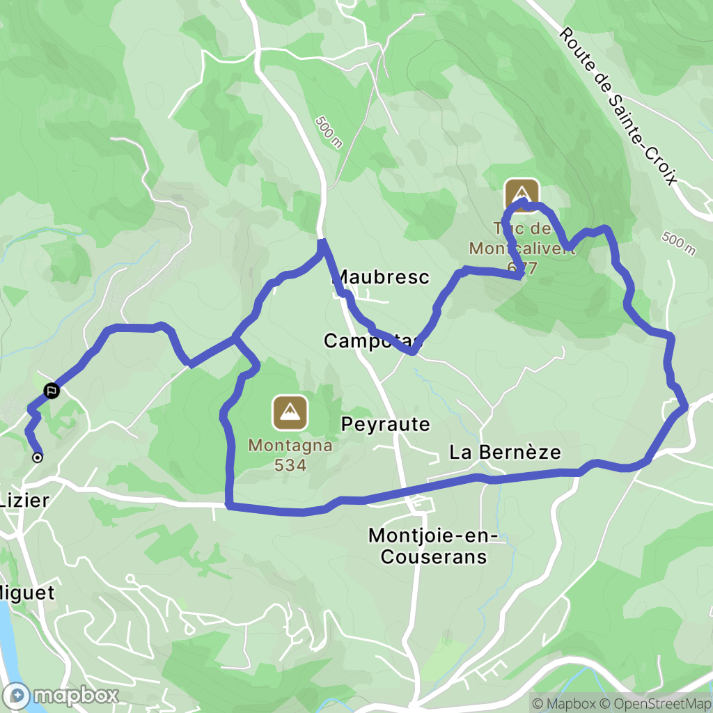 Saint-Lizier : carte du parcours de randonnée - France