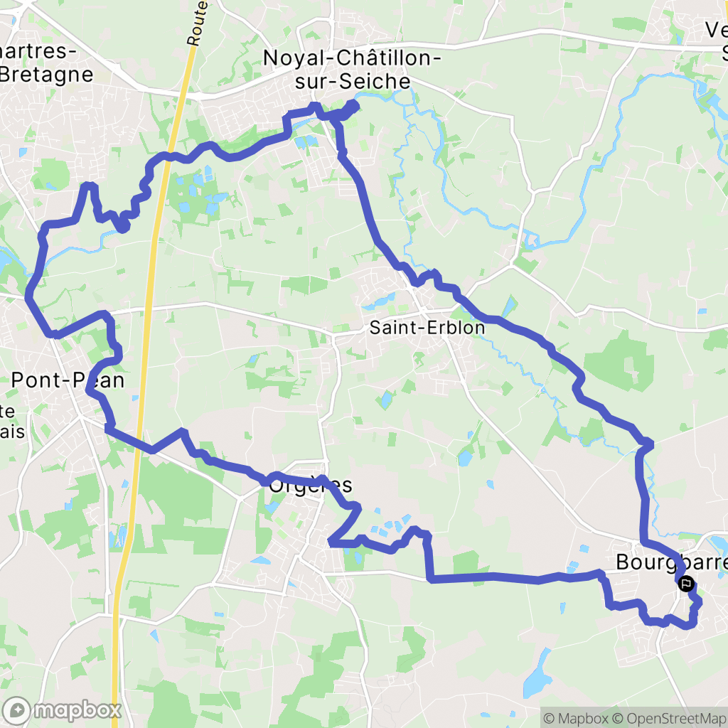 Bourgbarré : carte du parcours de randonnée - France