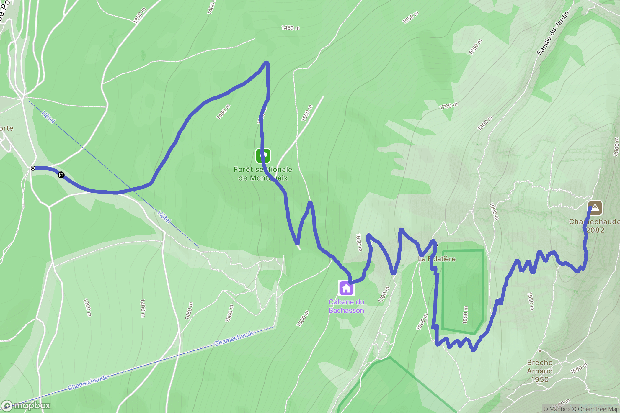 Sarcenas : carte du parcours de randonnée - France
