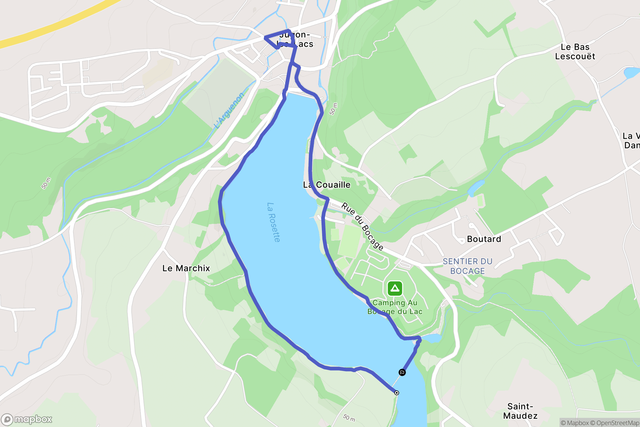 Jugon-les-Lacs : carte du parcours de randonnée - France