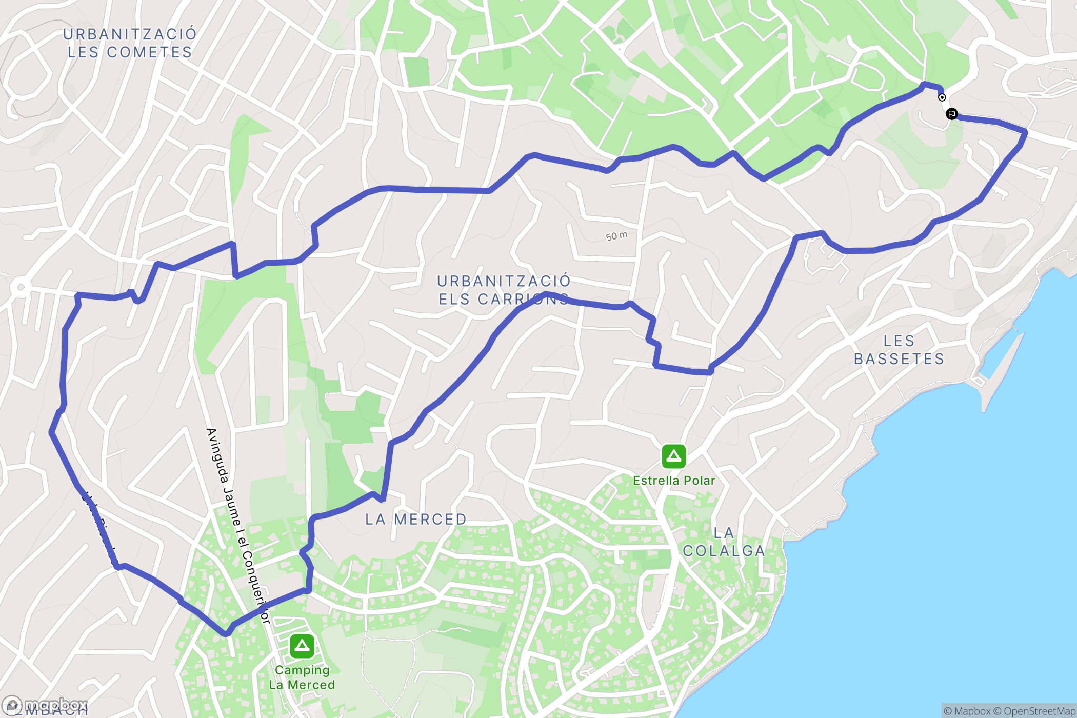 Benisa : carte du parcours de randonnée - Spain