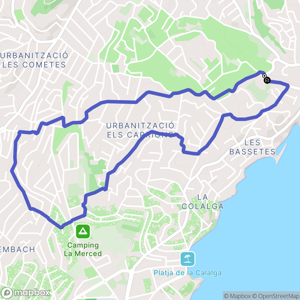 Benisa : carte du parcours de randonnée - Spain