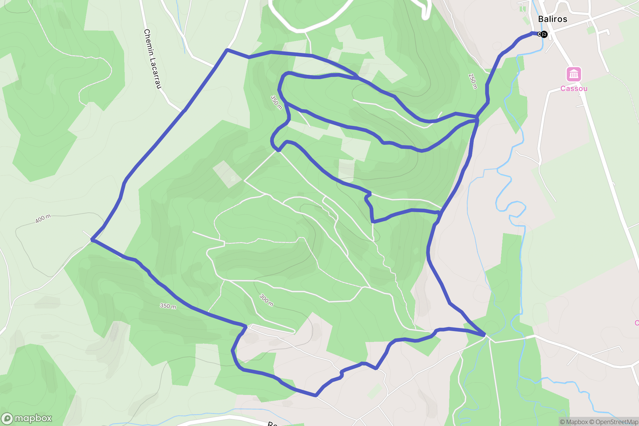 Baliros : carte du parcours de randonnée - France
