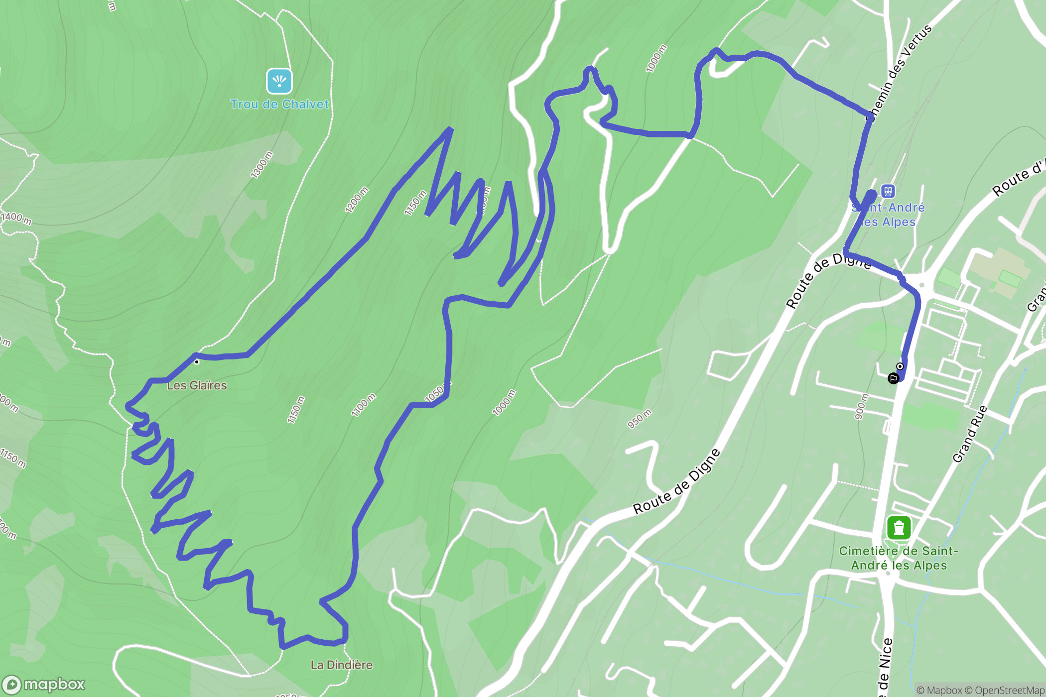Saint-André-les-Alpes : carte du parcours de randonnée - France