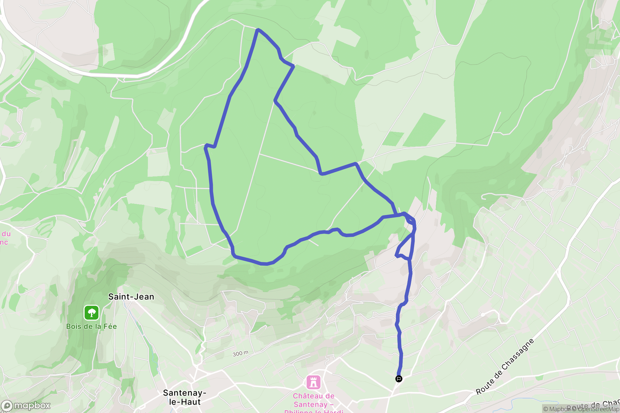 Santenay : carte du parcours de randonnée - France