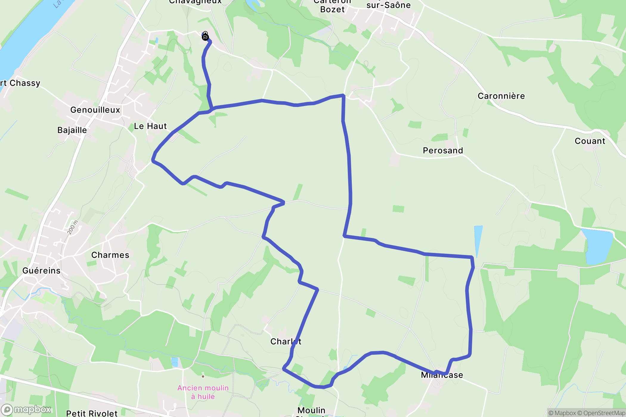 Genouilleux : carte du parcours de randonnée - France