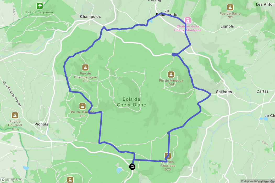 Sallèdes : carte du parcours de randonnée - France