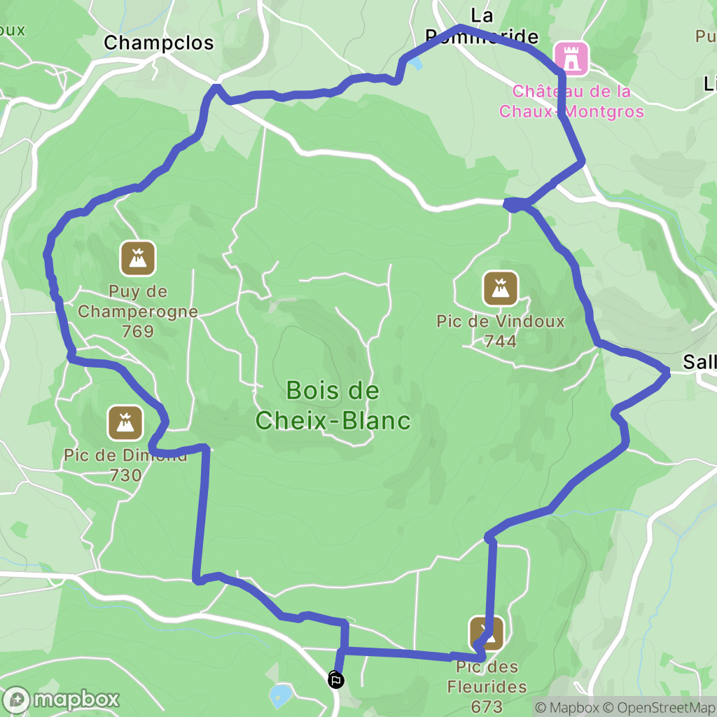 Sallèdes : carte du parcours de randonnée - France