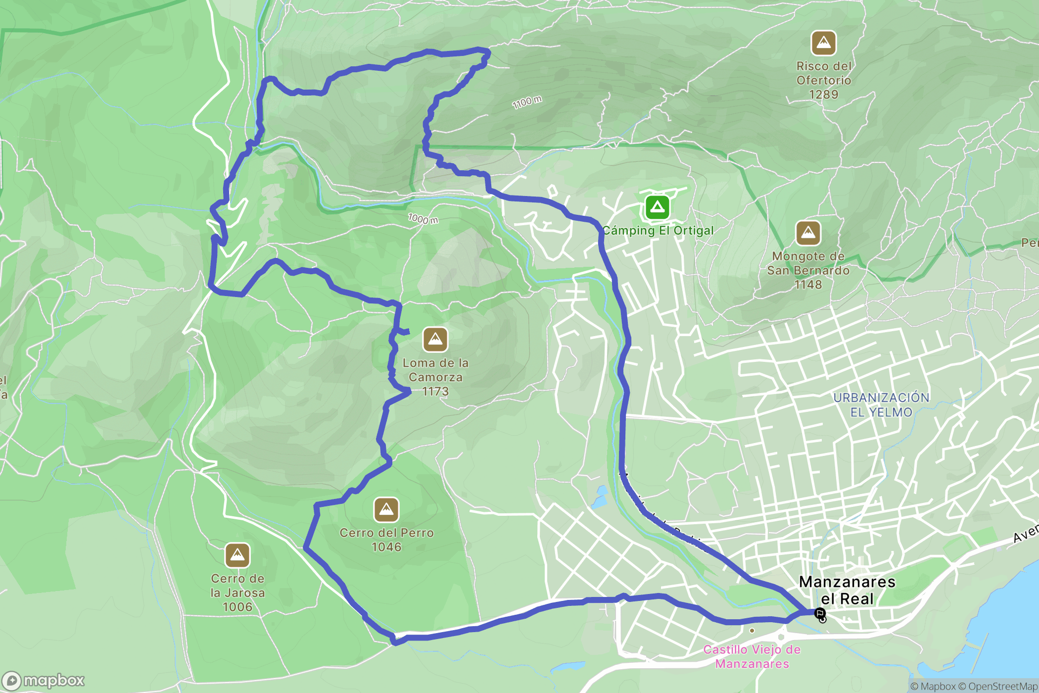 Manzanares el Real : carte du parcours de randonnée - Spain