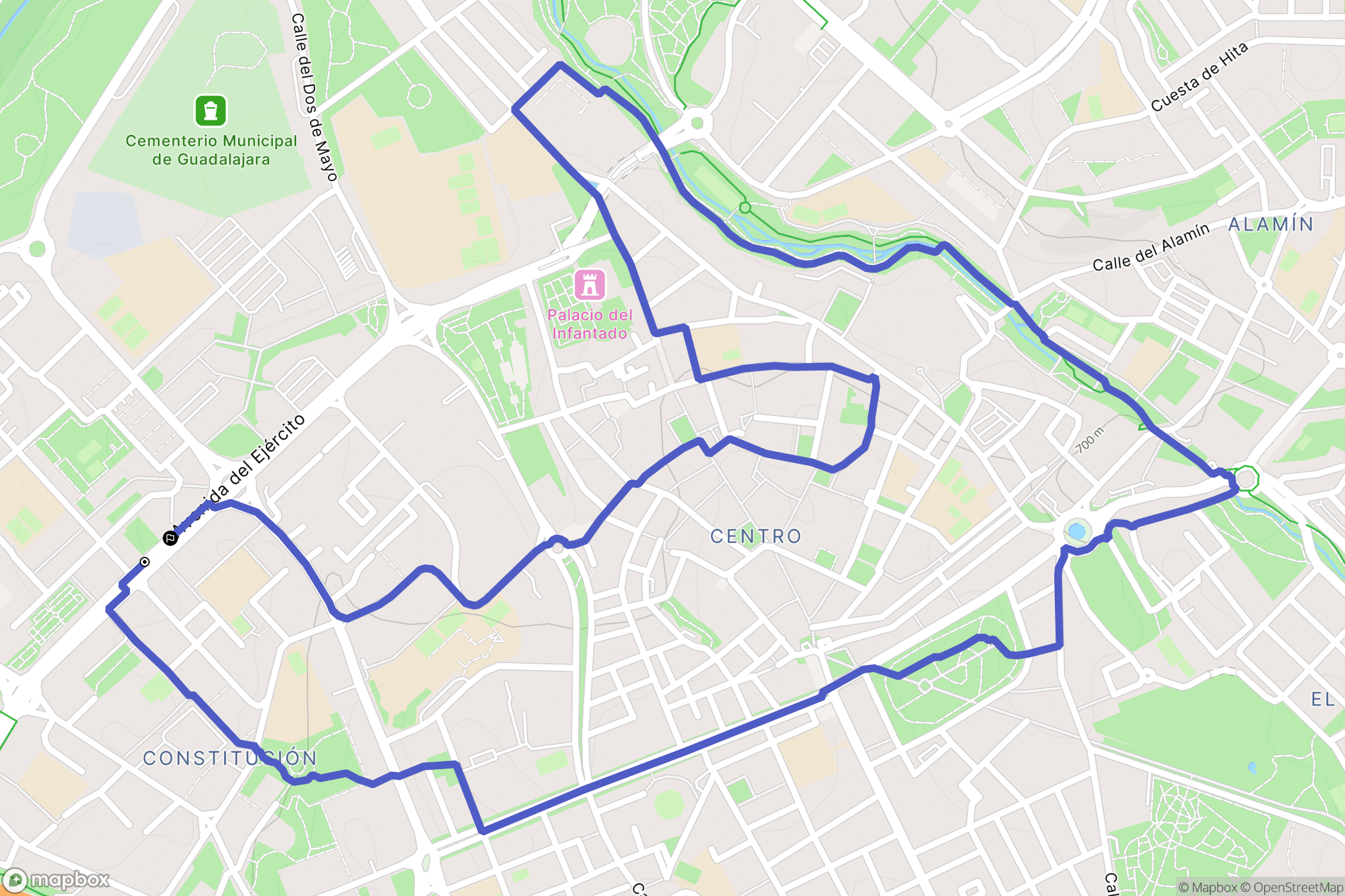 Guadalajara : carte du parcours de randonnée - Spain