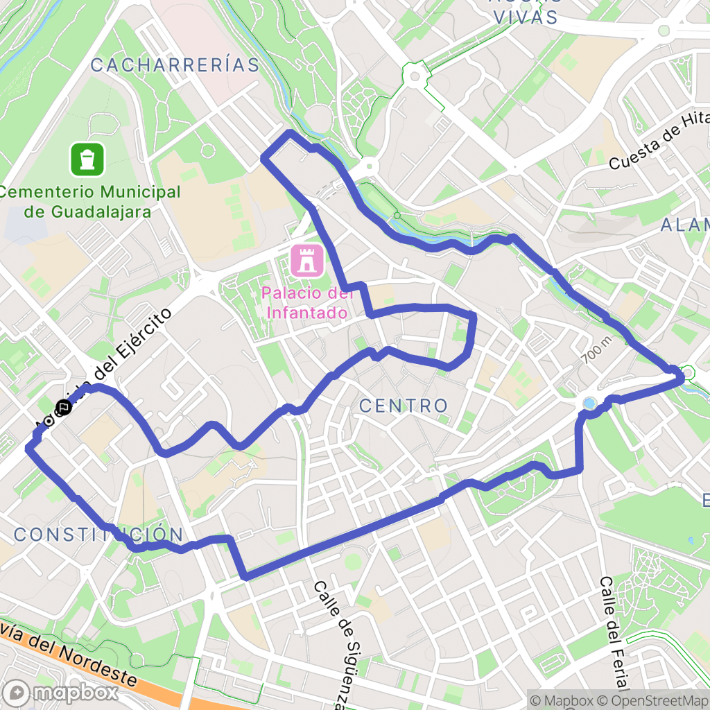 Guadalajara : carte du parcours de randonnée - Spain