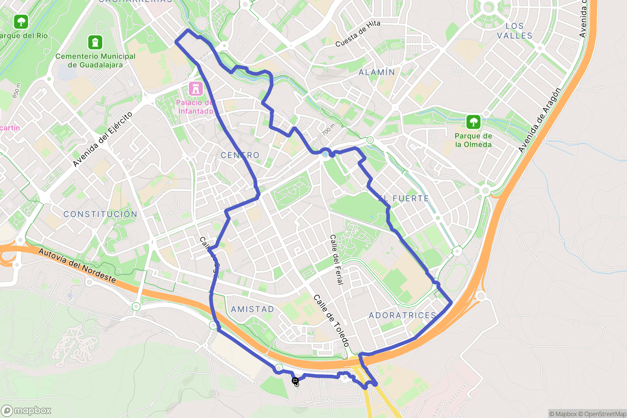 Guadalajara : carte du parcours de randonnée - Spain
