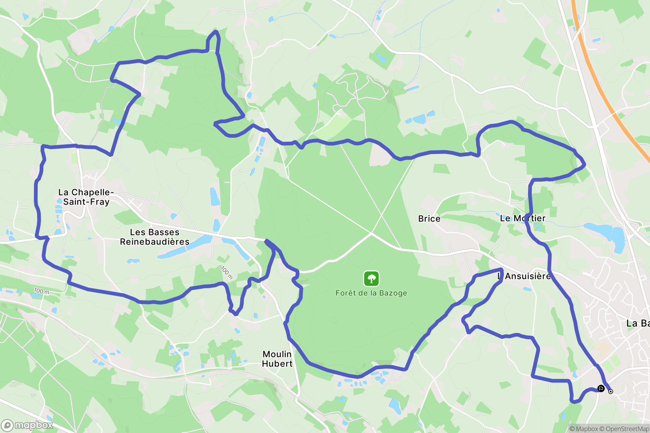La Bazoge : carte du parcours de randonnée - France